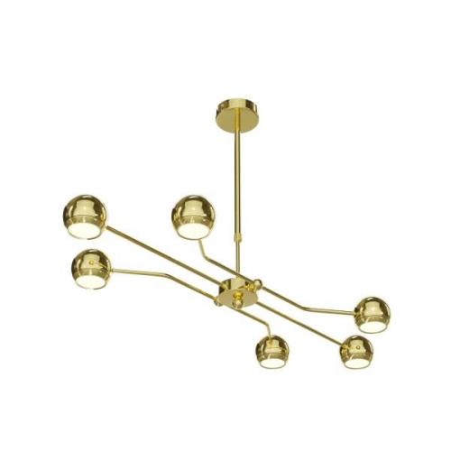 Hanglamp Tiana, goudkleurig, metaal, 6-lamps, GU10