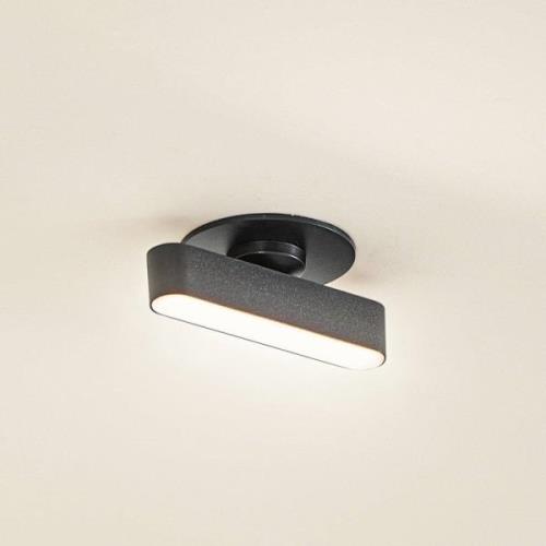 Lindby inbouwlamp Eldrin, zwart, metaal, 13,1 cm