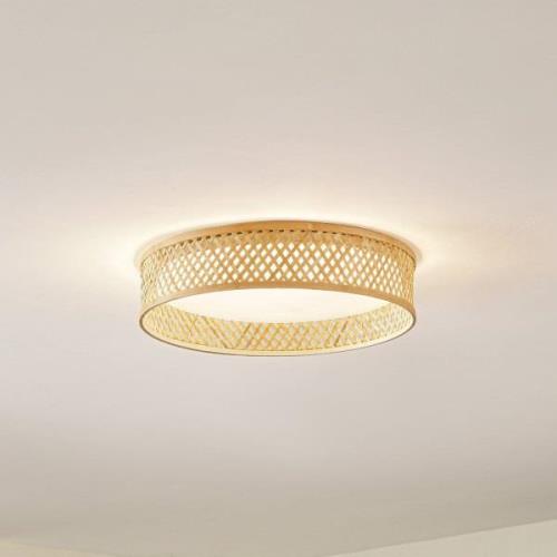 Lindby LED plafondlamp Eilif, bamboe, wit, Ø 40 cm