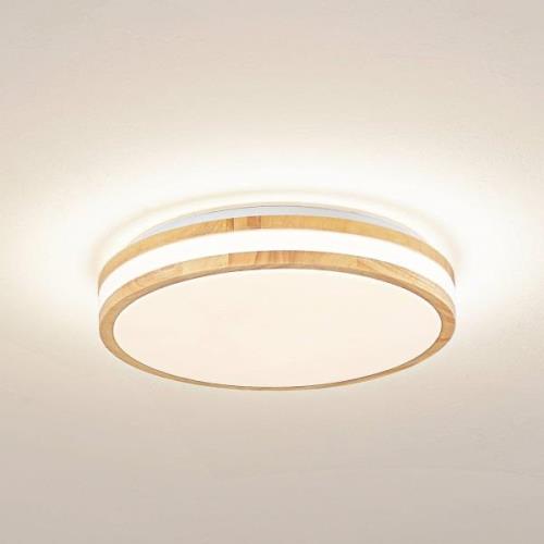 Lindby LED plafondlamp Emiva, Ø 39,5 cm, CCT, hout