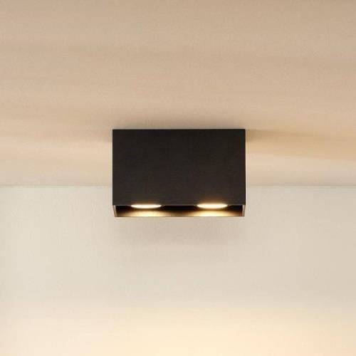 Bodi plafondspot, hoekig, zwart, GU10, 2-lamps, aluminium