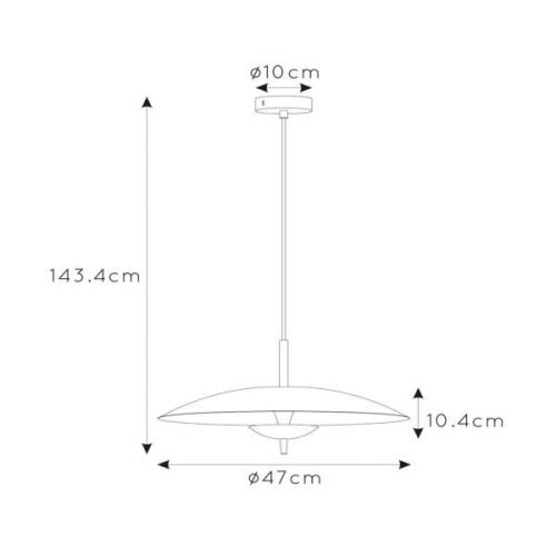 Vulcan LED hanglamp, zwart/goud, Ø 47 cm, dimbaar