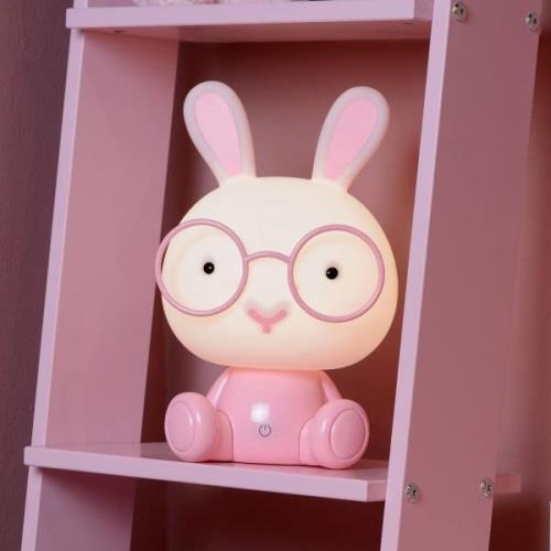 Kindertafellamp Dodo bunny, roze/wit, dimbaar, ABS