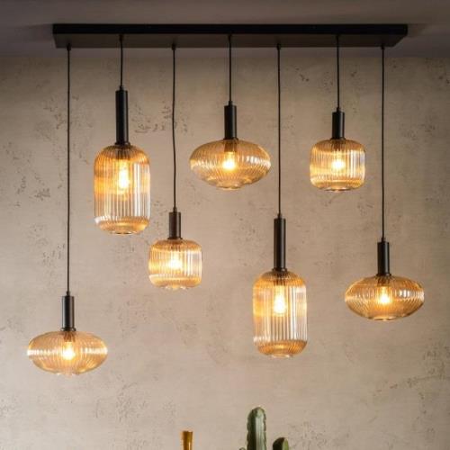 Maloto hanglamp, glas, 7-lichts, amber, 150 cm