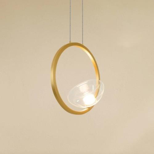 Hanglamp 23028, 1-lamp, 3.000 K, glas, goudkleurig