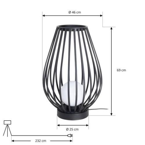 Lucande terraslamp Marrin, zwart, metaal, kooi