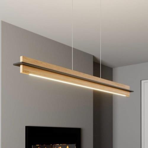 Quitani LED hanglamp Lexa, eiken/zwart, lengte 118 cm