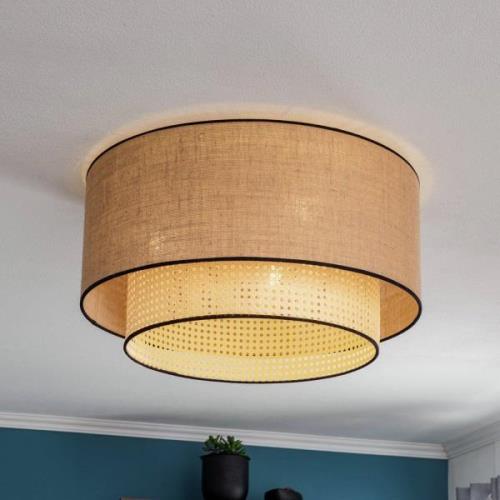 Plafondlamp Big Boho, rotan, beige/zwart