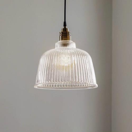 Hanglamp Leana, helder glas, 1-lamp, oudmessing