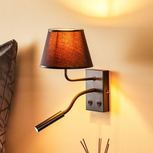 Wandlamp Soho, conisch, leeslampje zwart/goud