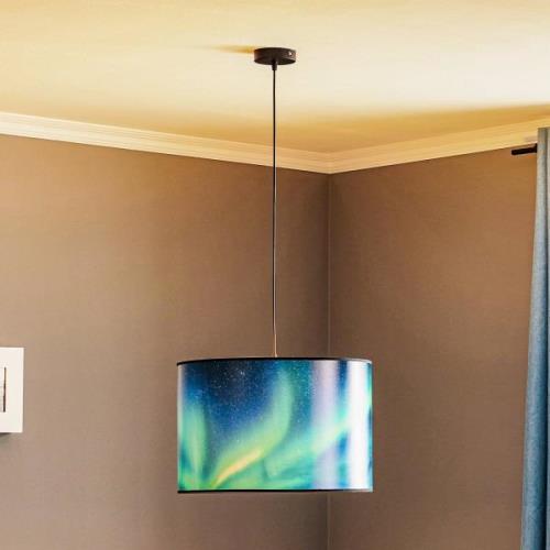 Hanglamp Print L Hemel met aurora turkoois