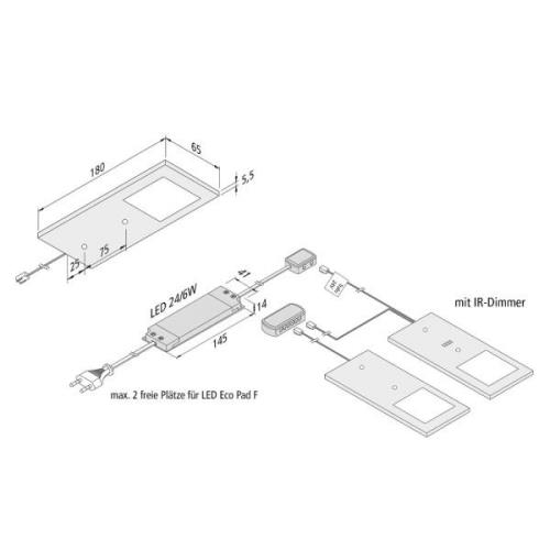 LED meubelverlichting Eco-Pad F 2x-set 3000K zwart