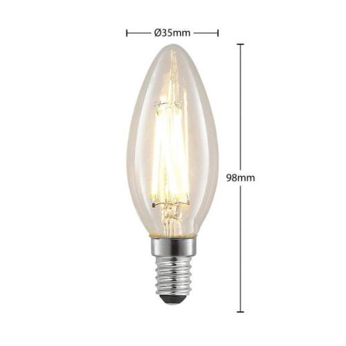 LED lamp E14 4W 2.700K kaars, filament, dimbaar