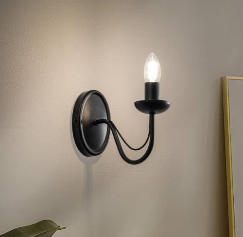 Malbo wandlamp in zwart, 1-lamp