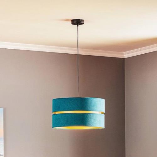 Golden Duo hanglamp, turquoise/goud, Ø40cm, 1-lamp