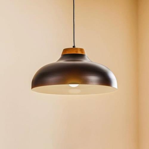 Hanglamp Gus met metalen kap, zwart