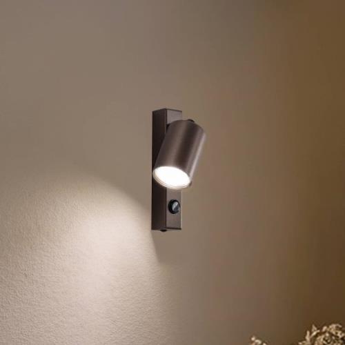 Wandspot Top, verstelbaar, schakelaar, bruin, 1-lamp