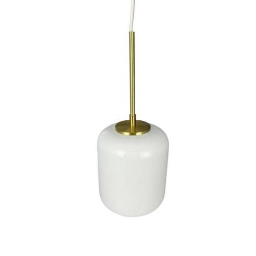 Dyberg Larsen hanglamp Silvia, Ø 15 cm, opaal/messing, glas