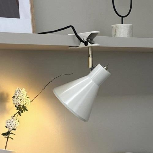 Dyberg Larsen Slaap klemlamp, stopverf wit, Ø 15 cm, staal