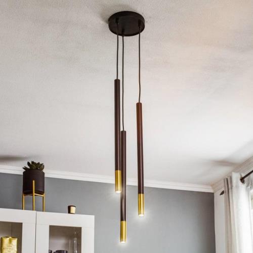 Sopel Due 3 hanglamp, zwart/goud, 3-lamps.