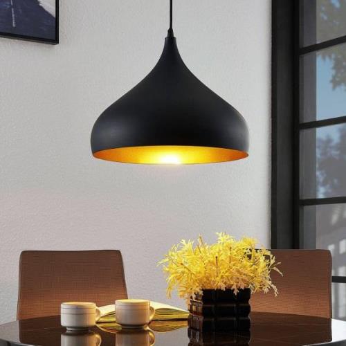 Lindby hanglamp Ritana, zwart-goud, aluminium, Ø 31 cm