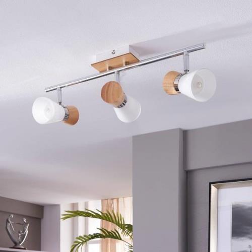 Vivica - 3-pits plafondlamp met houten elementen