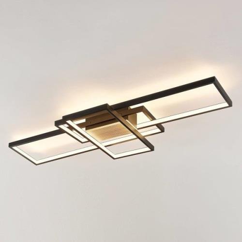 Lindby LED plafondlamp Emiljan, zwart, dimbaar, aluminium