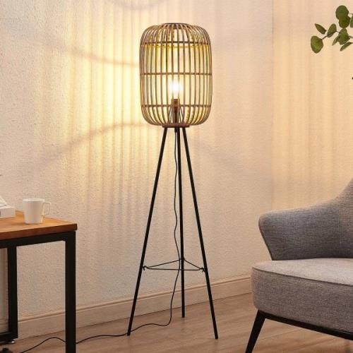 Lindby Canyana vloerlamp, naturel, rotan, 139 cm hoog