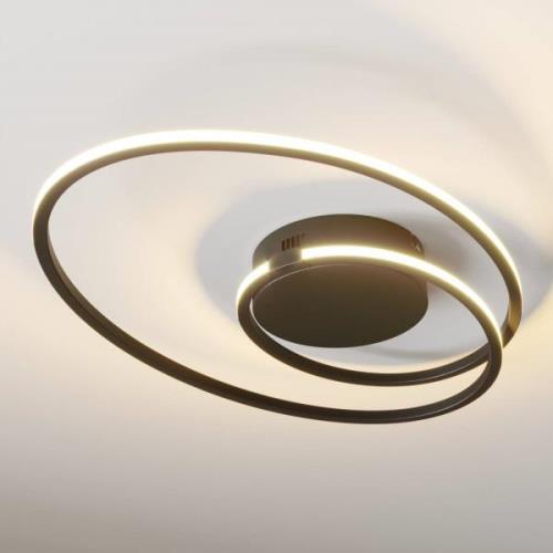 Lindby Xenias LED plafondlamp, zwart, 49 x 30