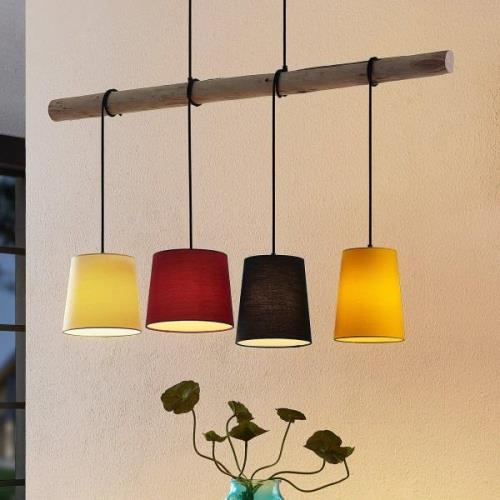 Lindby Hinai hanglamp, zwart, rood, geel