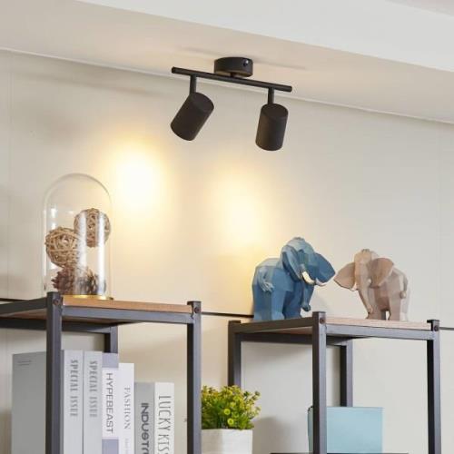 Lindby Jorell plafondspot, smal, zwart, 2-lamps