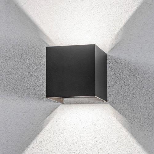 Lindby LED buitenwandlamp Nivar, hoekig, zwart, metaal