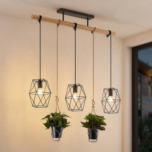 Lindby Mercan hanglamp met kunstplant, 3-lamps.