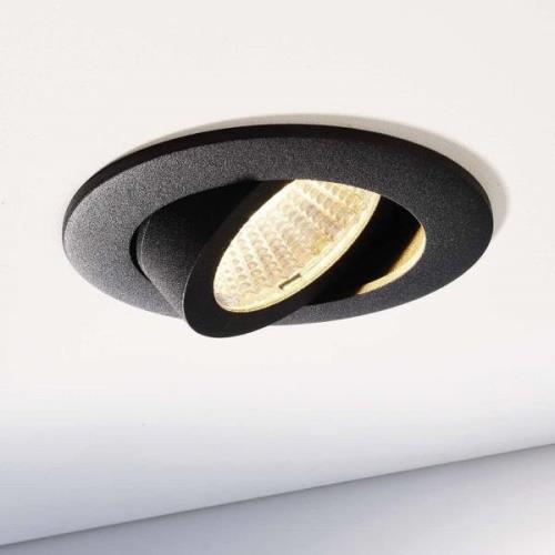 Plafond inbouwlamp Dione, IP44, 3.000 K, zwart, dimbaar