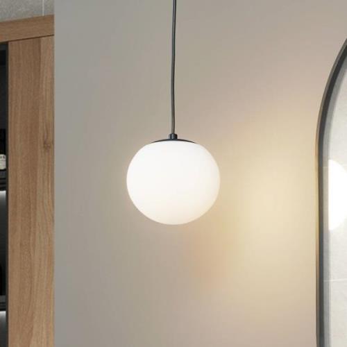 Lucande hanglamp Bidolo, zwart, glas, Ø 15 cm, IP44