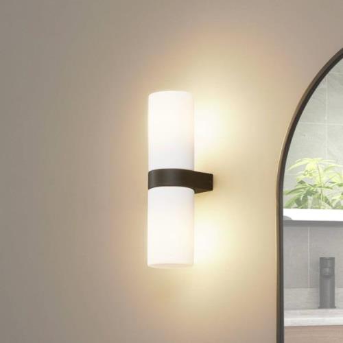 Lucande Basolo badkamer wandlamp, zwart, glas, 31,5 cm